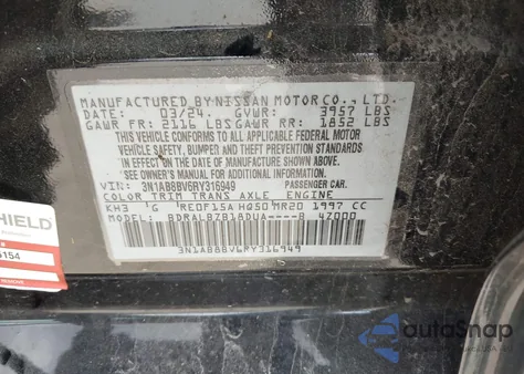 2024 Nissan Sentra S Xtronic Cvt from USA, damaged, VIN 3N1AB8BV6RY316949